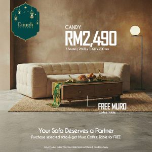 Candy Sofa 3 Seater FREE Muro Coffee Table [Special Ramadan Raya 2026]