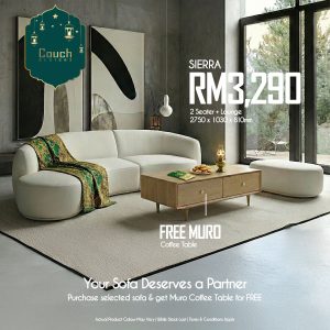 Siera Todern Sofa 2 Seater + Lounge FREE Muro Coffee Table [Special Ramadan Raya 2026]